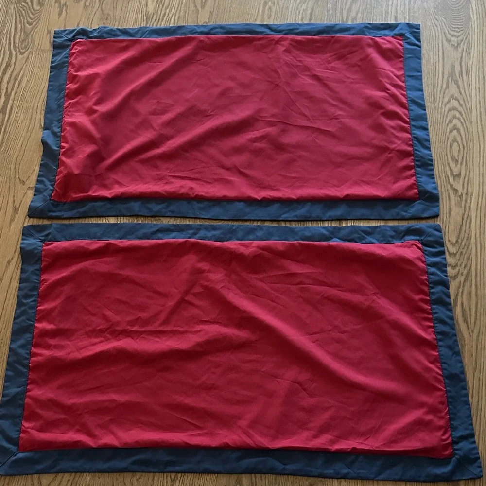 King Size Reversible Burgundy and Navy Pillow Shams